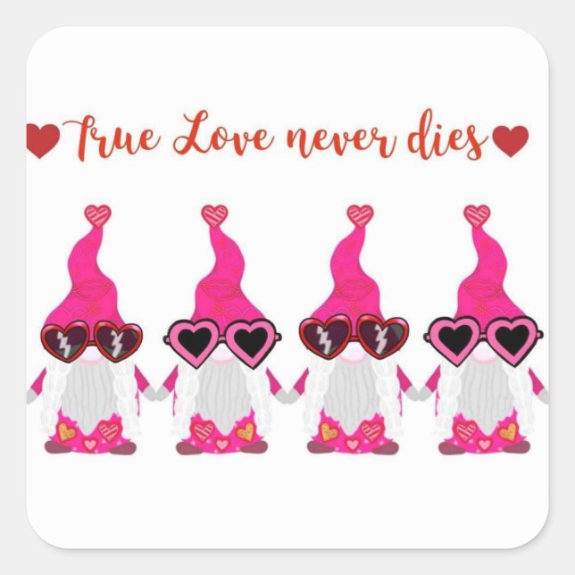 Valentine's Day gnomes Square Sticker (Front)