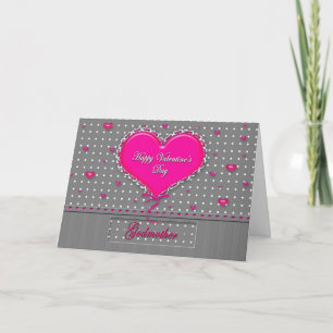 Valentine's Day Godmother- Grey/Pink/Polka Dot Holiday Card