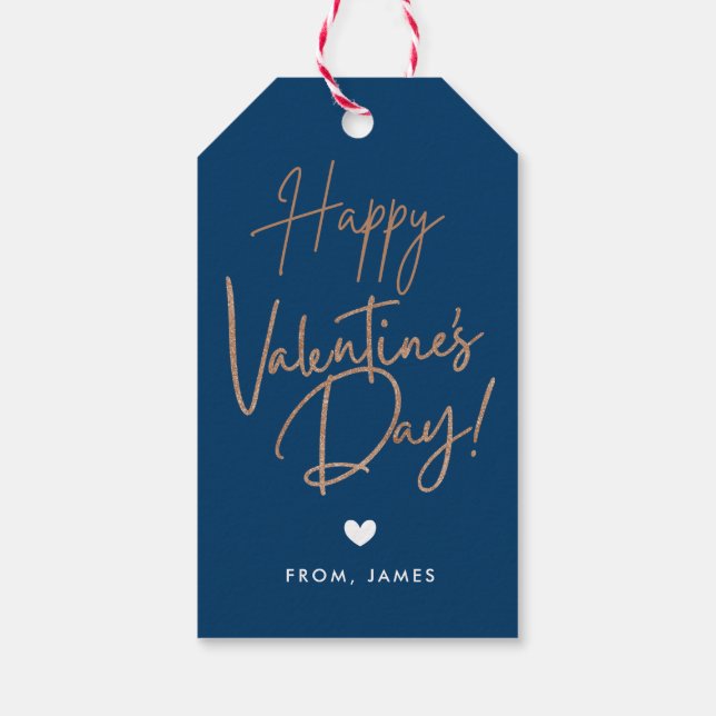 Valentine's Day | Gold Glitter Gift Tags (Back)