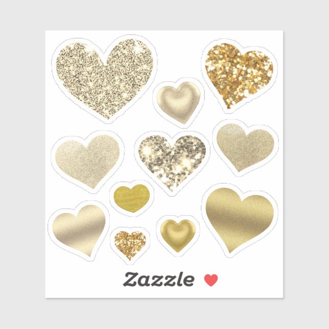 Valentine's Day Gold Heart Glitter Glam  (Sheet)
