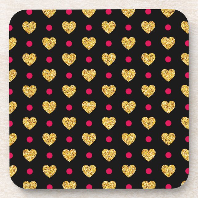 Valentine's Day Gold Hearts Pattern-23655 Coaster (Front)