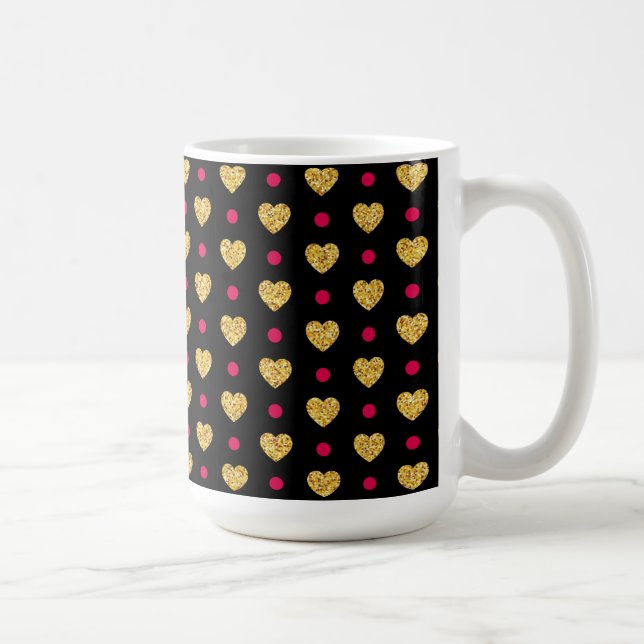 Valentine's Day Gold Hearts Pattern-23655 Coffee Mug (Right)