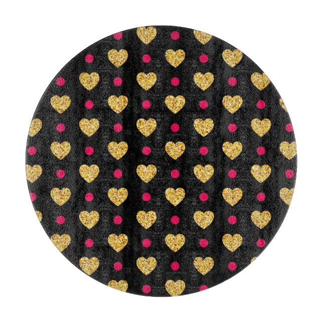 Valentine's Day Gold Hearts Pattern-23655 Cutting Board (Front)
