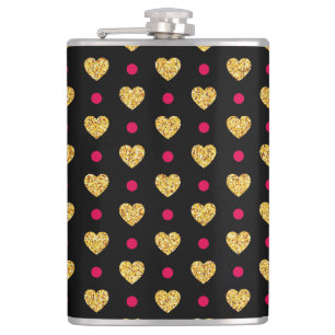 Valentine's Day Gold Hearts Pattern-23655 Hip Flask
