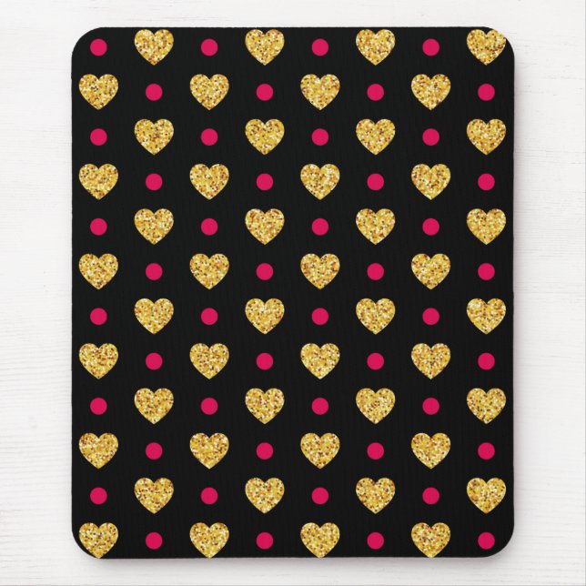 Valentine's Day Gold Hearts Pattern-23655 Mouse Pad (Front)