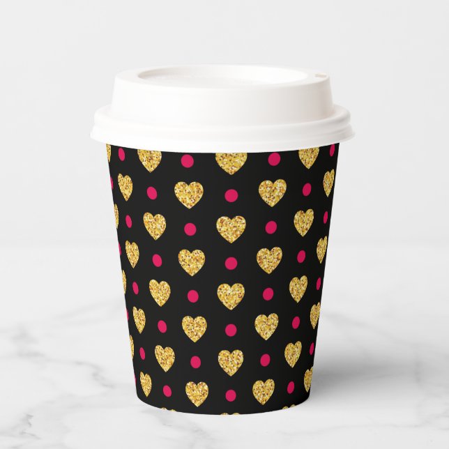 Valentine's Day Gold Hearts Pattern-23655 Paper Cups (Front)