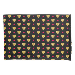 Valentine's Day Gold Hearts Pattern-23655 Pillowcase