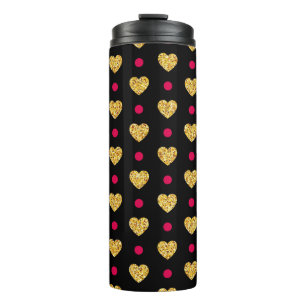 Valentine's Day Gold Hearts Pattern-23655 Thermal Tumbler