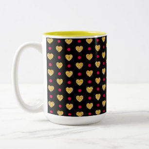 Valentine's Day Gold Hearts Pattern-23655 Two-Tone Coffee Mug