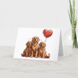 Valentines Day Golden Retriever Dog Holiday Card