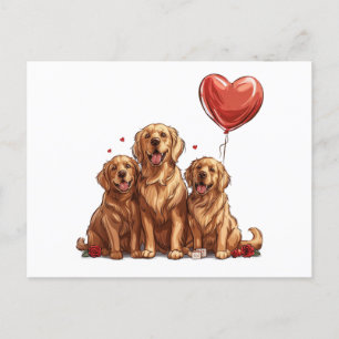 Valentines Day Golden Retriever Dog Holiday Postcard