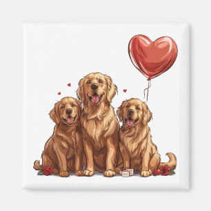 Valentines Day Golden Retriever Dog Magnet