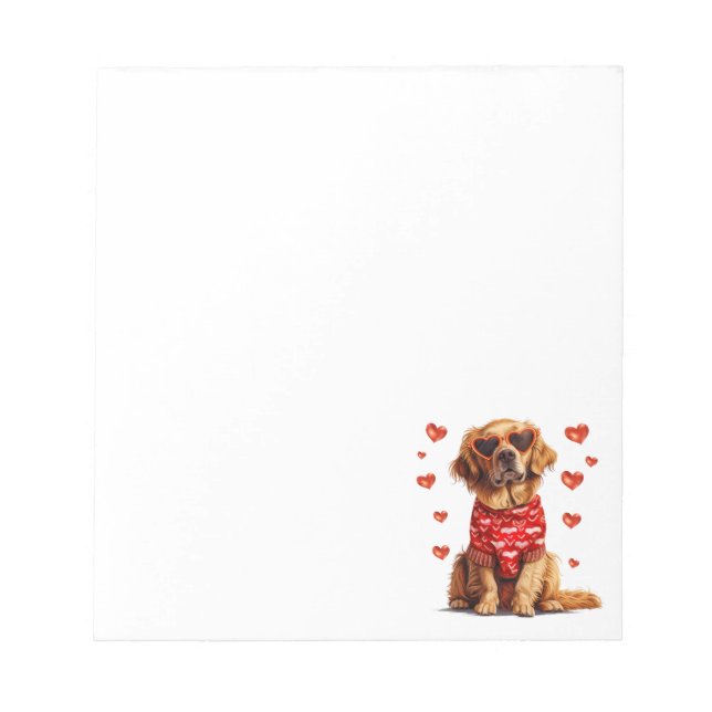 Valentines Day Golden Retriever Dog Notepad (Front)