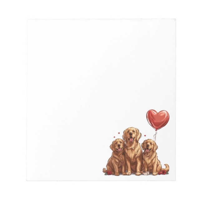 Valentines Day Golden Retriever Dog Notepad (Front)