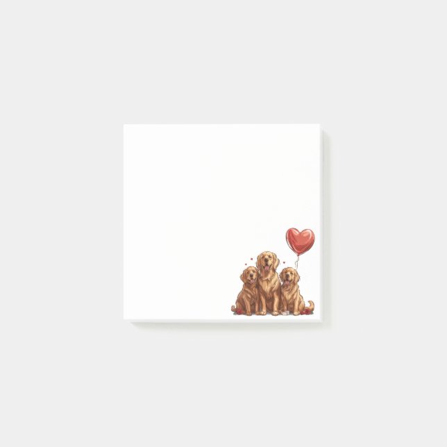 Valentines Day Golden Retriever Dog Post-it Notes (Front)