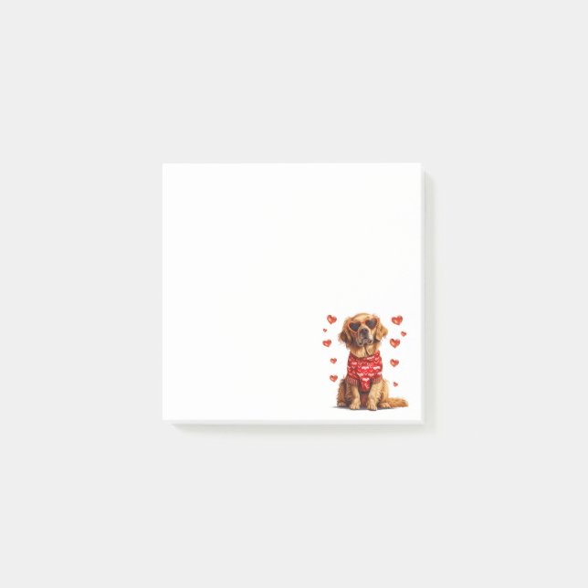 Valentines Day Golden Retriever Dog Post-it Notes (Front)