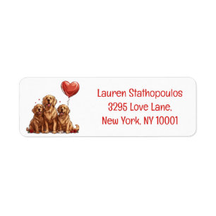Valentines Day Golden Retriever Dog Return Address Label