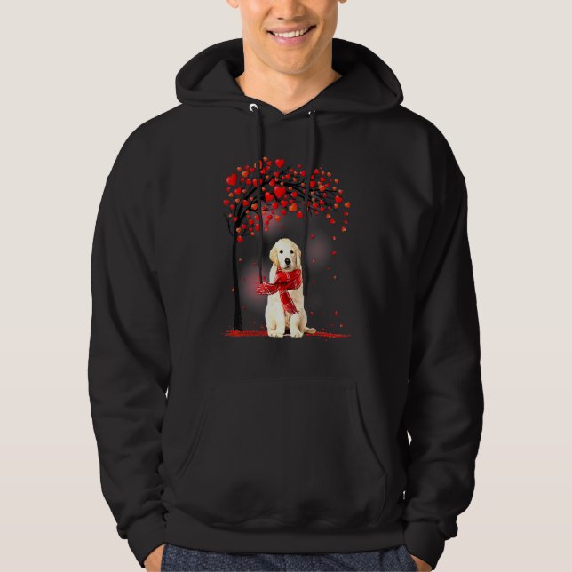 Valentines Day Golden Retriever Tree Heart Puppy D Hoodie (Front)