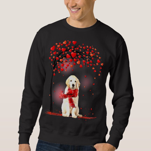 Valentines Day Golden Retriever Tree Heart Puppy D Sweatshirt (Front)