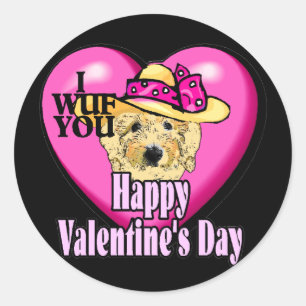 Valentine's Day Goldendoodle Classic Round Sticker