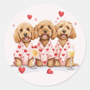 Valentines Day Goldendoodle Dogs Classic Round Sticker