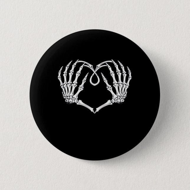 Valentines Day Gothic Heart With Skeleton Hands Va 6 Cm Round Badge (Front)