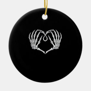 Valentines Day Gothic Heart With Skeleton Hands Va Ceramic Ornament