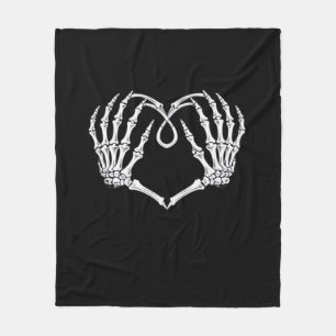 Valentines Day Gothic Heart With Skeleton Hands Va Fleece Blanket