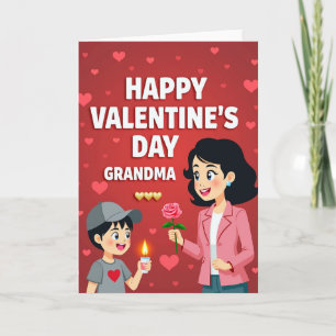 Valentines Day Grandma Gold Hearts Card