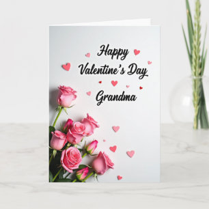 Valentines Day Grandma Pink Roses Card
