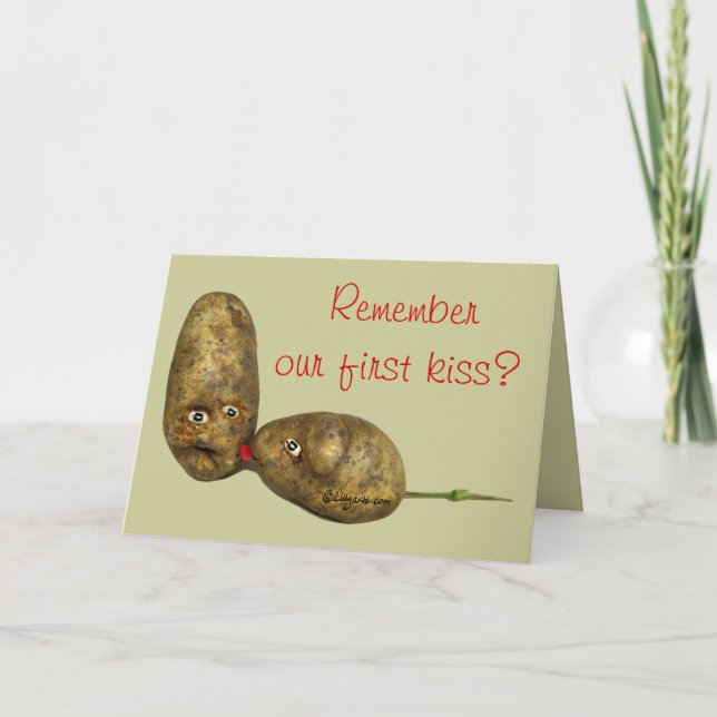 Valentines Day Greeting Card Cute Kissing Potatoes (Front)