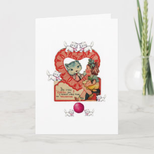 Valentine's Day Greeting Card Kitten Vintage