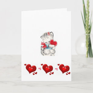 Valentine's Day Greeting Card Kitten Vintage