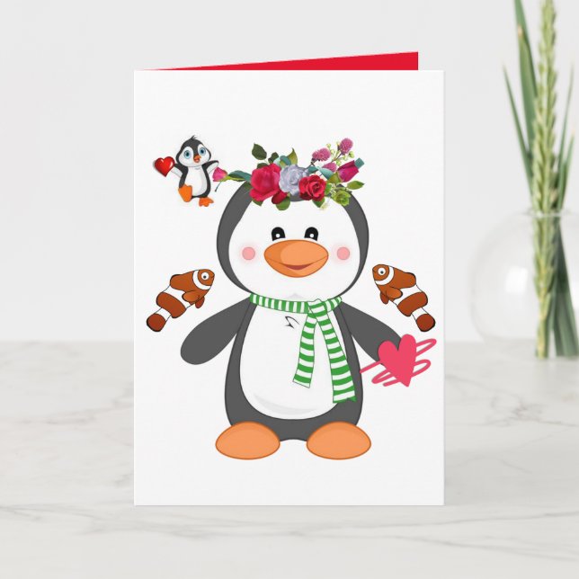 Valentine's Day Greeting Card Penguin (Front)