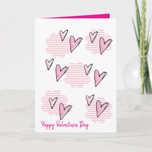 Valentine's Day Greeting Card Pink Stripe Hearts 