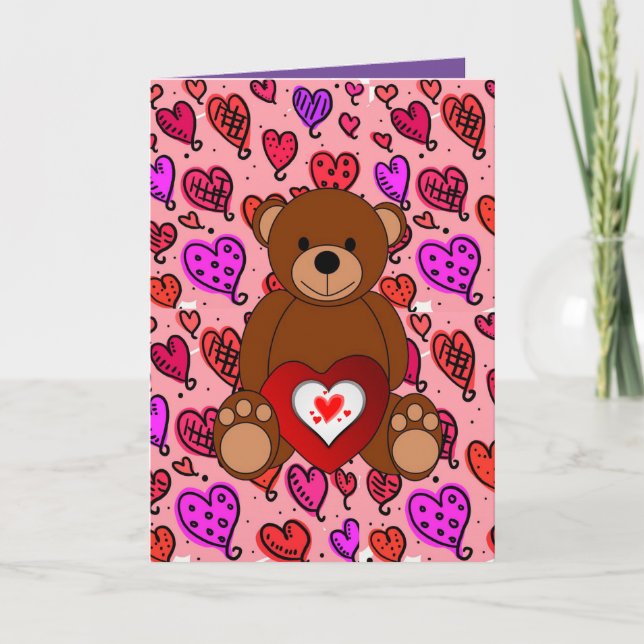 Valentine's Day Greeting Card Teddy Bear (Front)