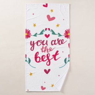 Valentine's day greeting card with hearts, flower bath towel