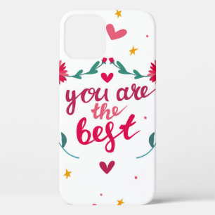 Valentine's day greeting card with hearts, flower iPhone 12 case