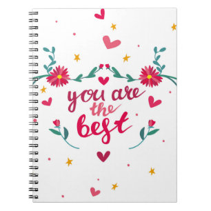 Valentine's day greeting card with hearts,  flower notebook