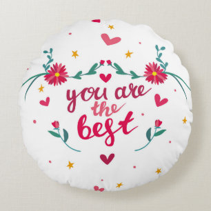 Valentine's day greeting card with hearts, flower round cushion
