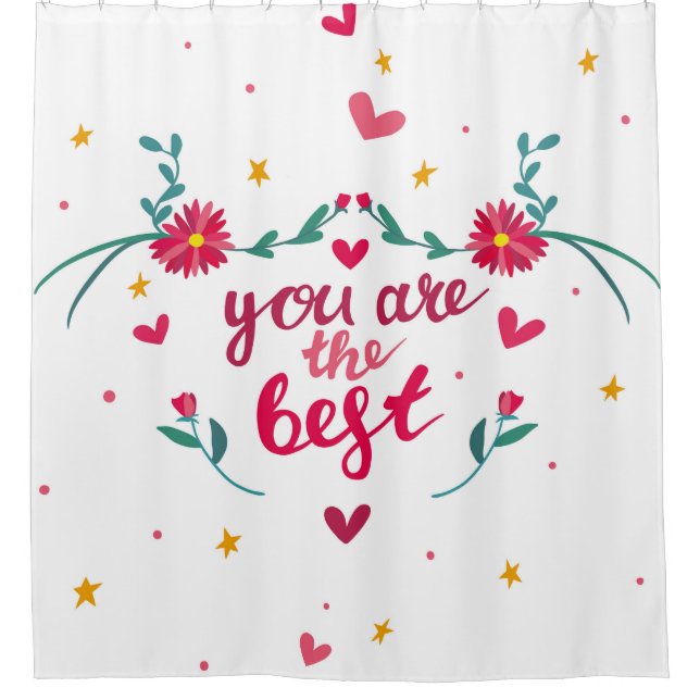 Valentine's day greeting card with hearts,  flower shower curtain (Front)