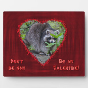 Valentine's Day Greeting - Shy Racoon Plaque