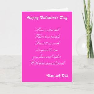 Valentine's  day  greetings cards-mum and dad holiday card