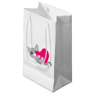 Valentine's Day Grey Kitty Gift Bag