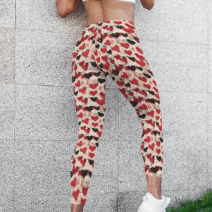 Valentine's Day Grunge Hearts Vintage  Leggings