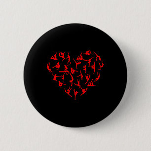 Valentines Day Gym Motivational Gymnastics Heart 6 Cm Round Badge