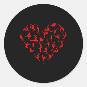 Valentines Day Gym Motivational Gymnastics Heart Classic Round Sticker