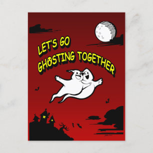 Valentine's Day Halloween Ghosting Together Holiday Postcard