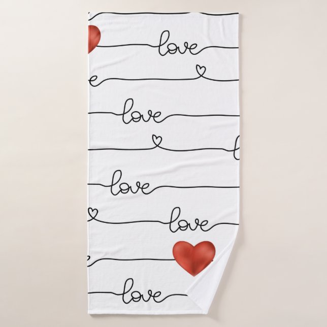 Valentine's Day hand drawn illustration pattern wi Bath Towel (Bath Towel)
