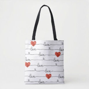 Valentine's Day hand drawn illustration pattern wi Tote Bag
